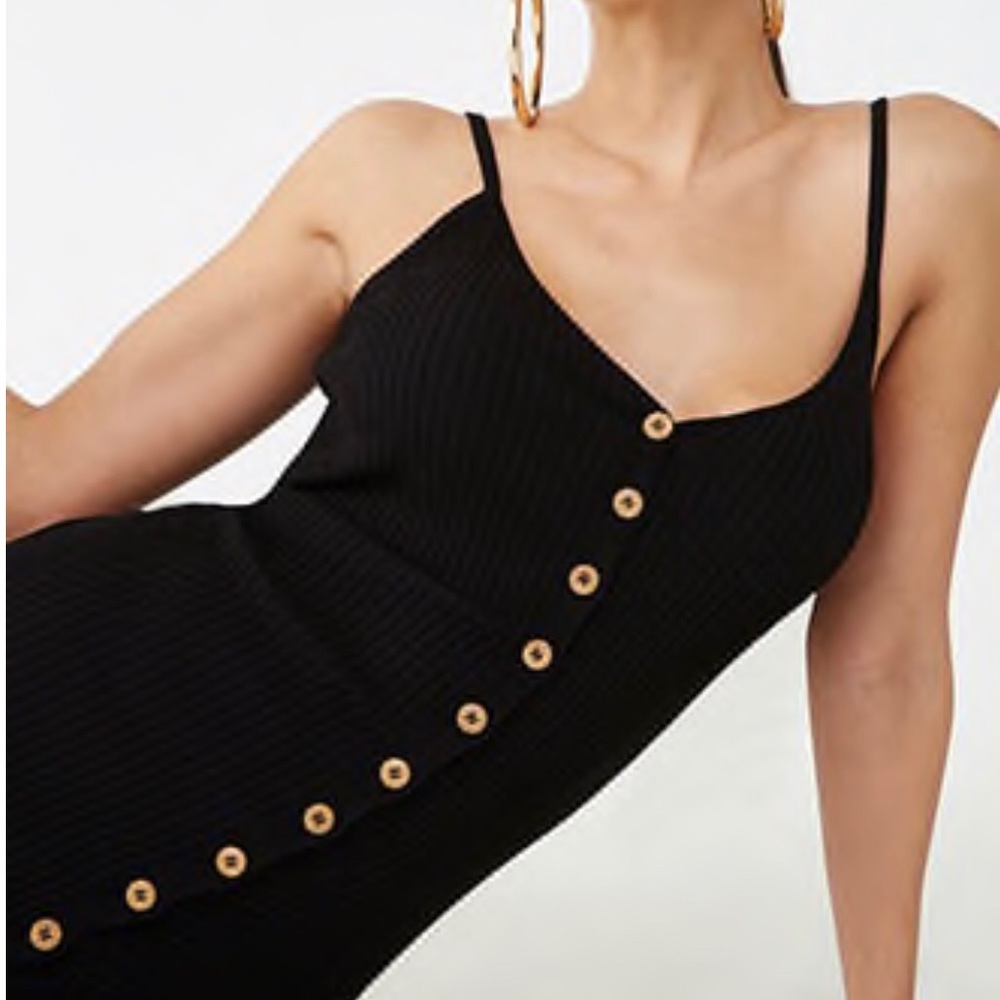 Knitted button-front midi dress